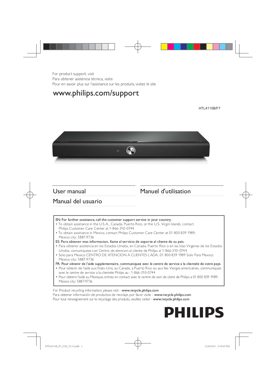 Philips HTL4115BVF7 User Manual