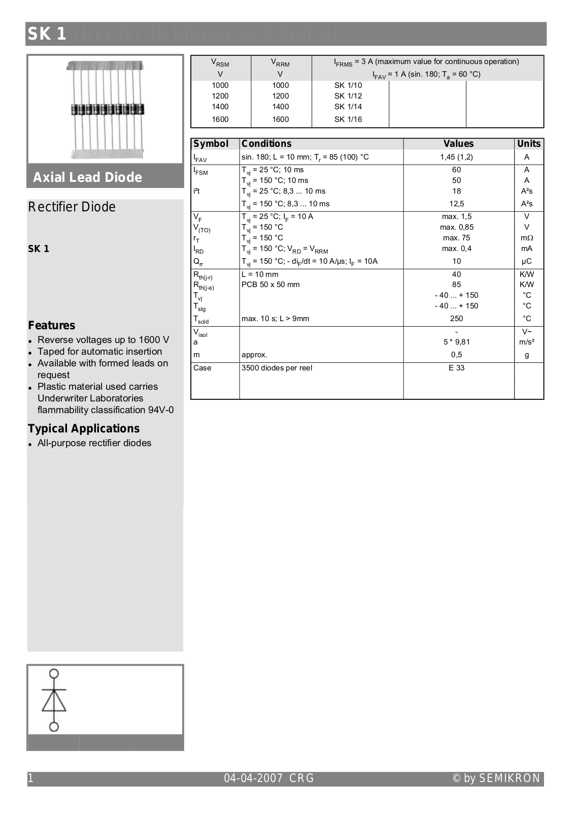 Semikron SK1 Data Sheet