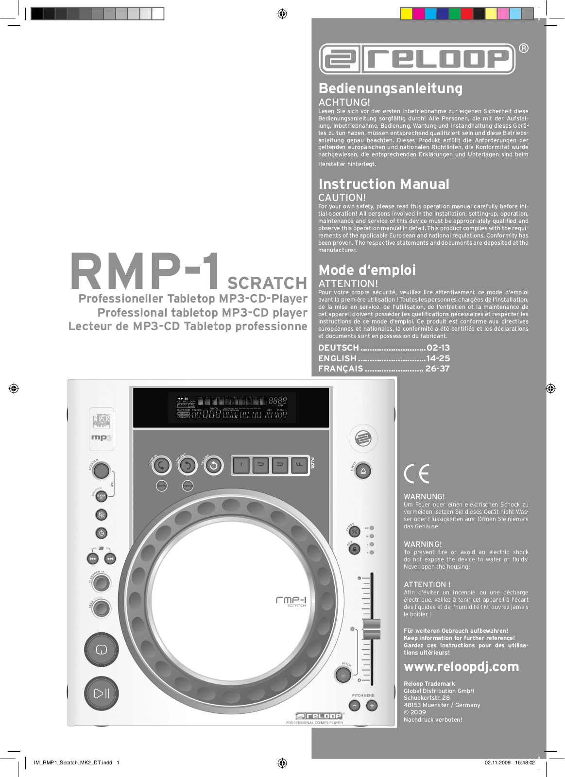 Reloop RMP-1 SCRATCH OPERATION MANUAL