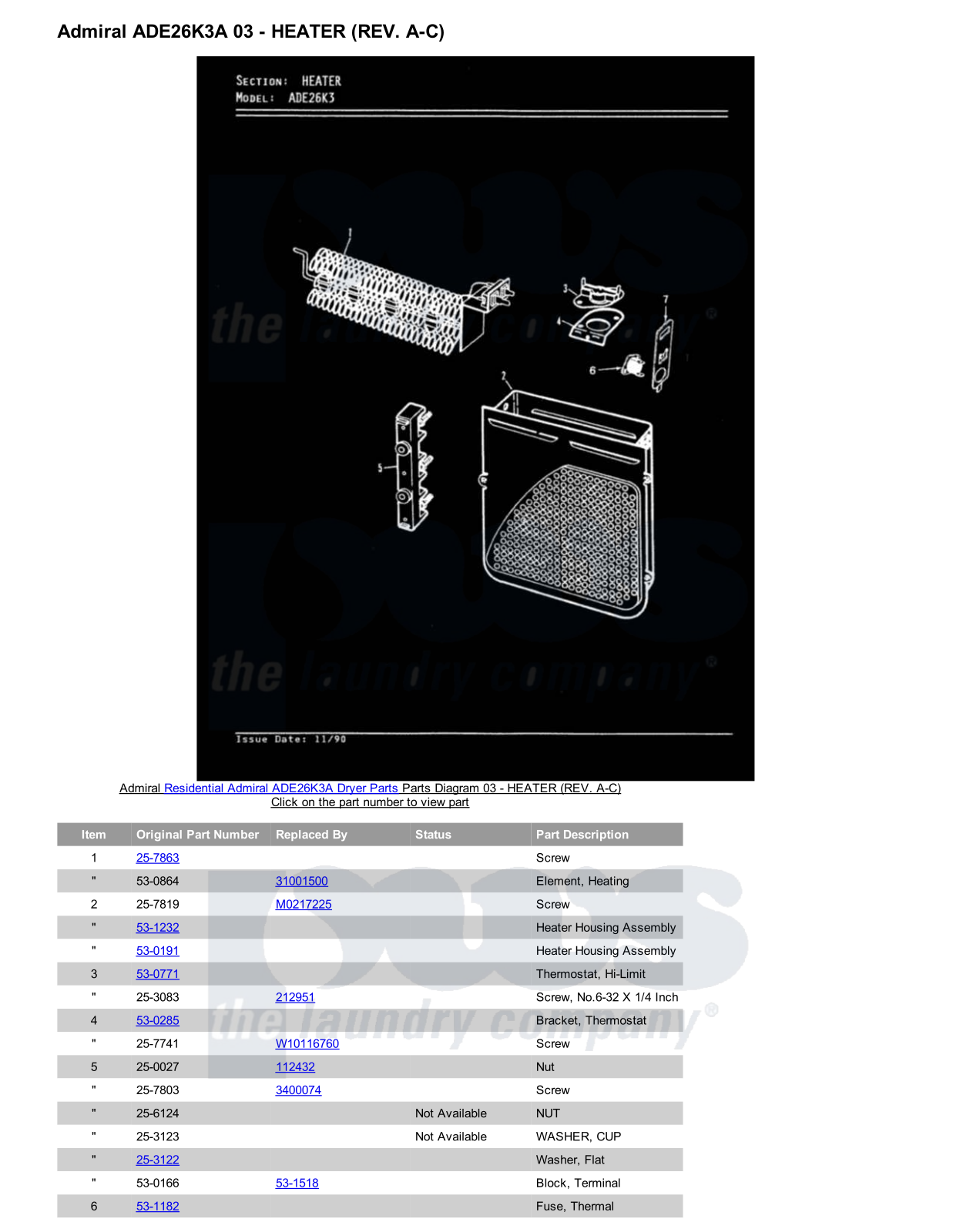 Admiral ADE26K3A Parts Diagram