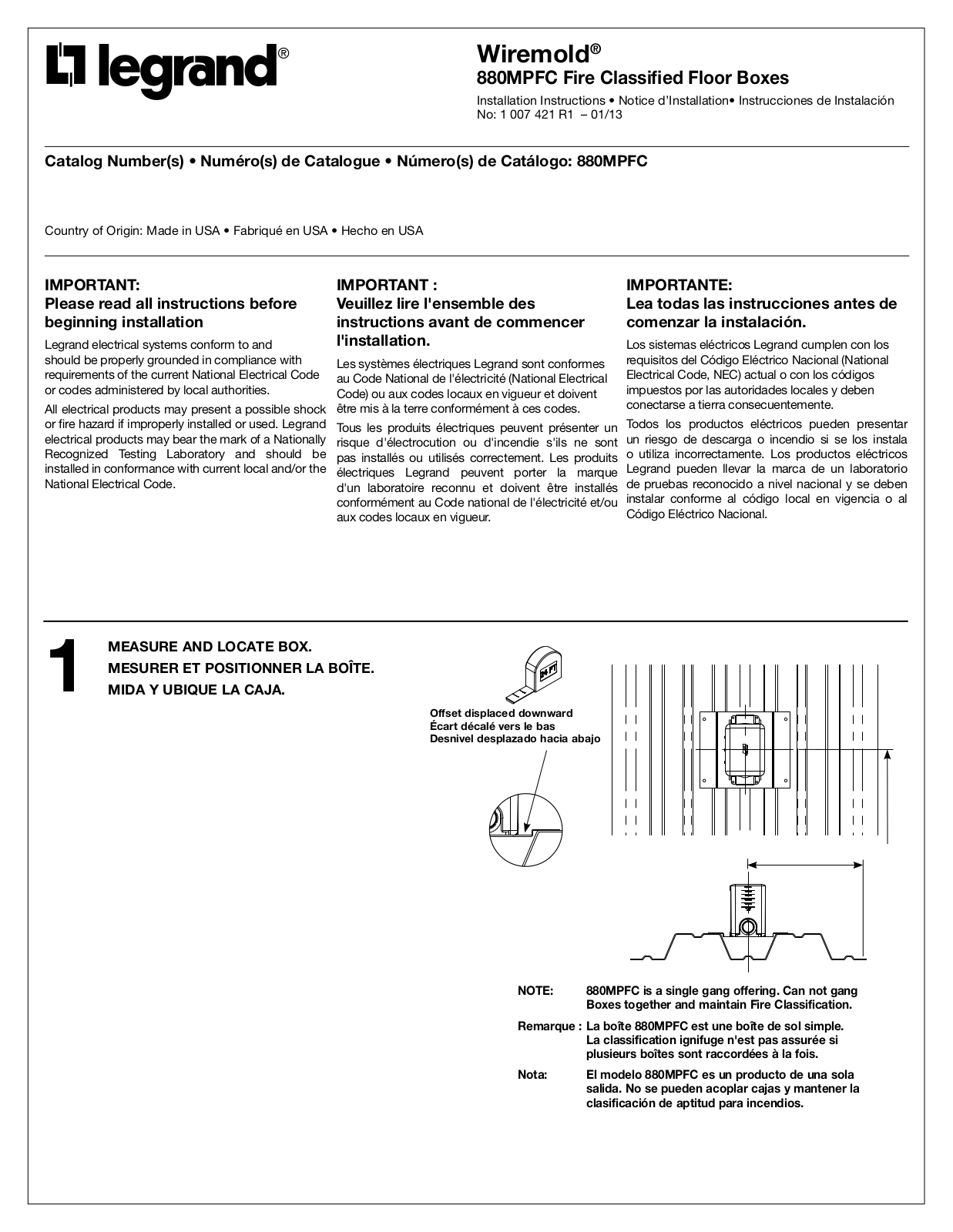 Legrand 880MPFC User Manual