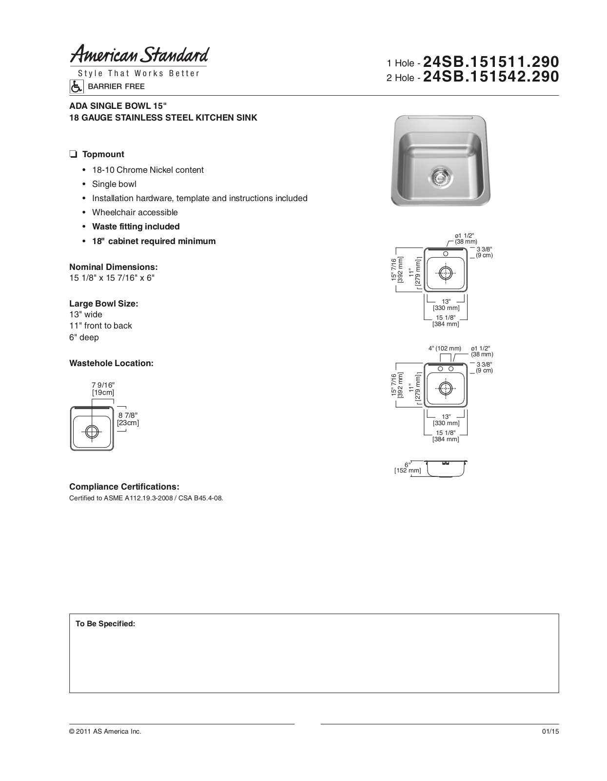 American Standard ASD10465 Specifications - ManualMachine.com