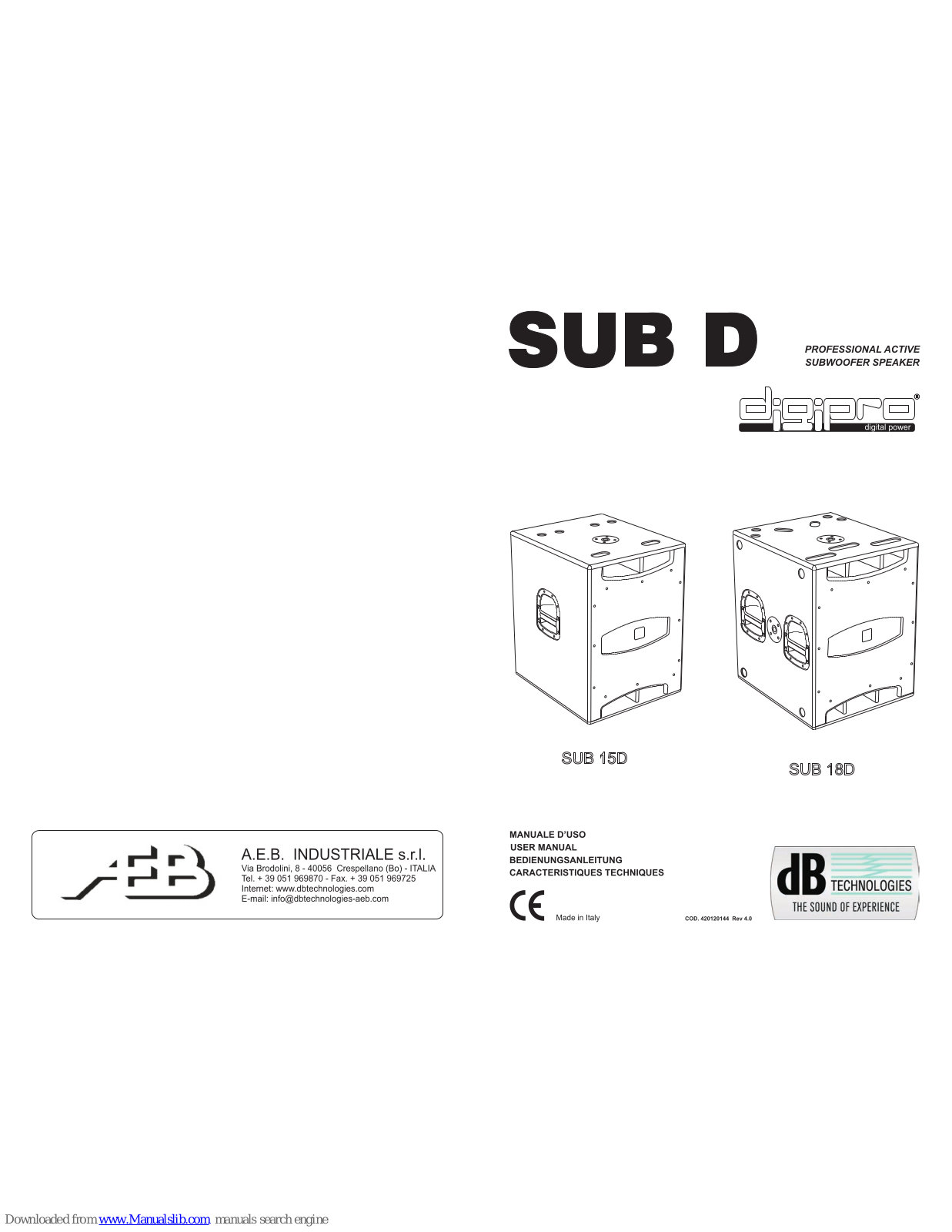 Digipro SUB 15D, SUB 18D User Manual