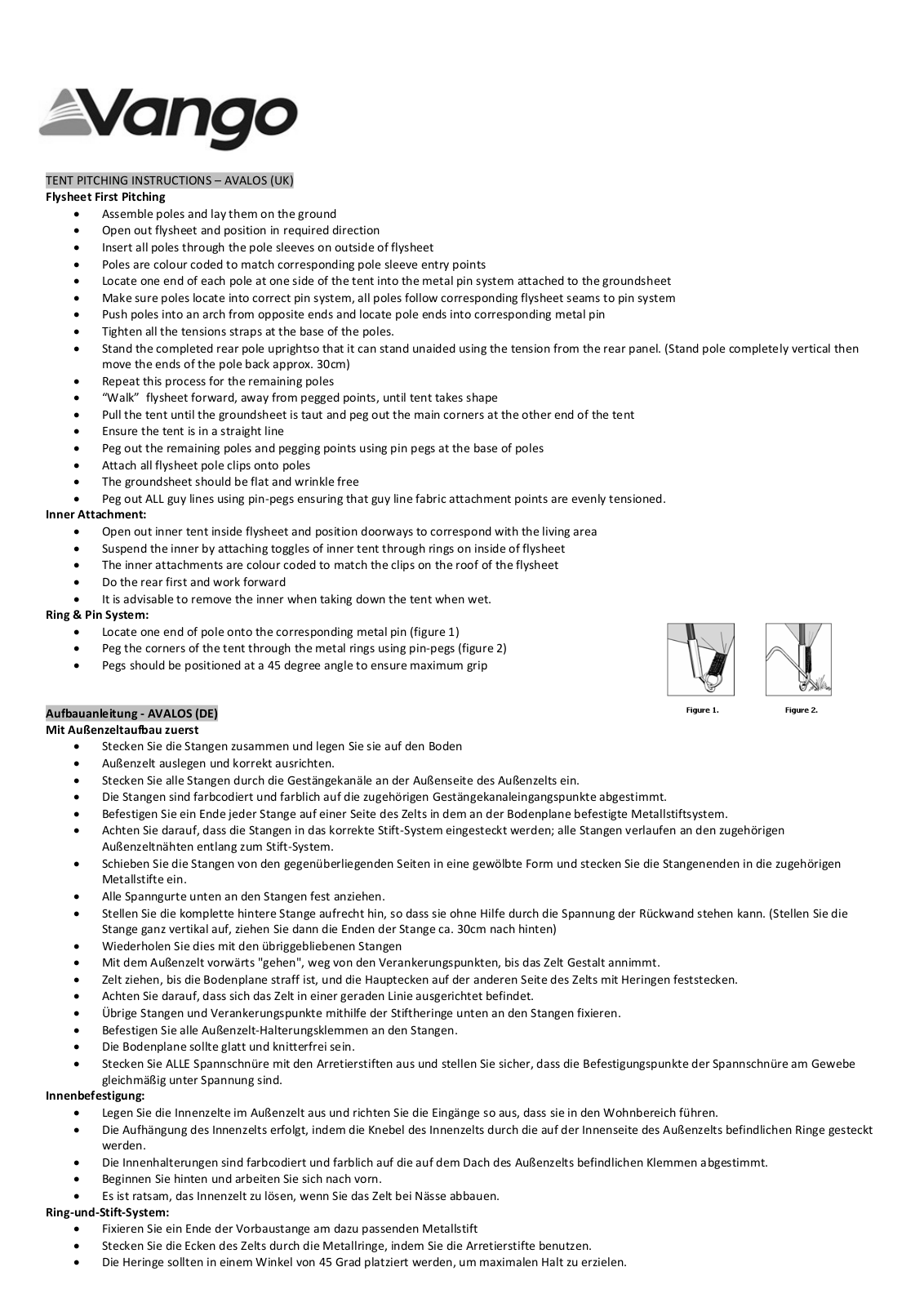 Vango Avalos 600XL User Manual