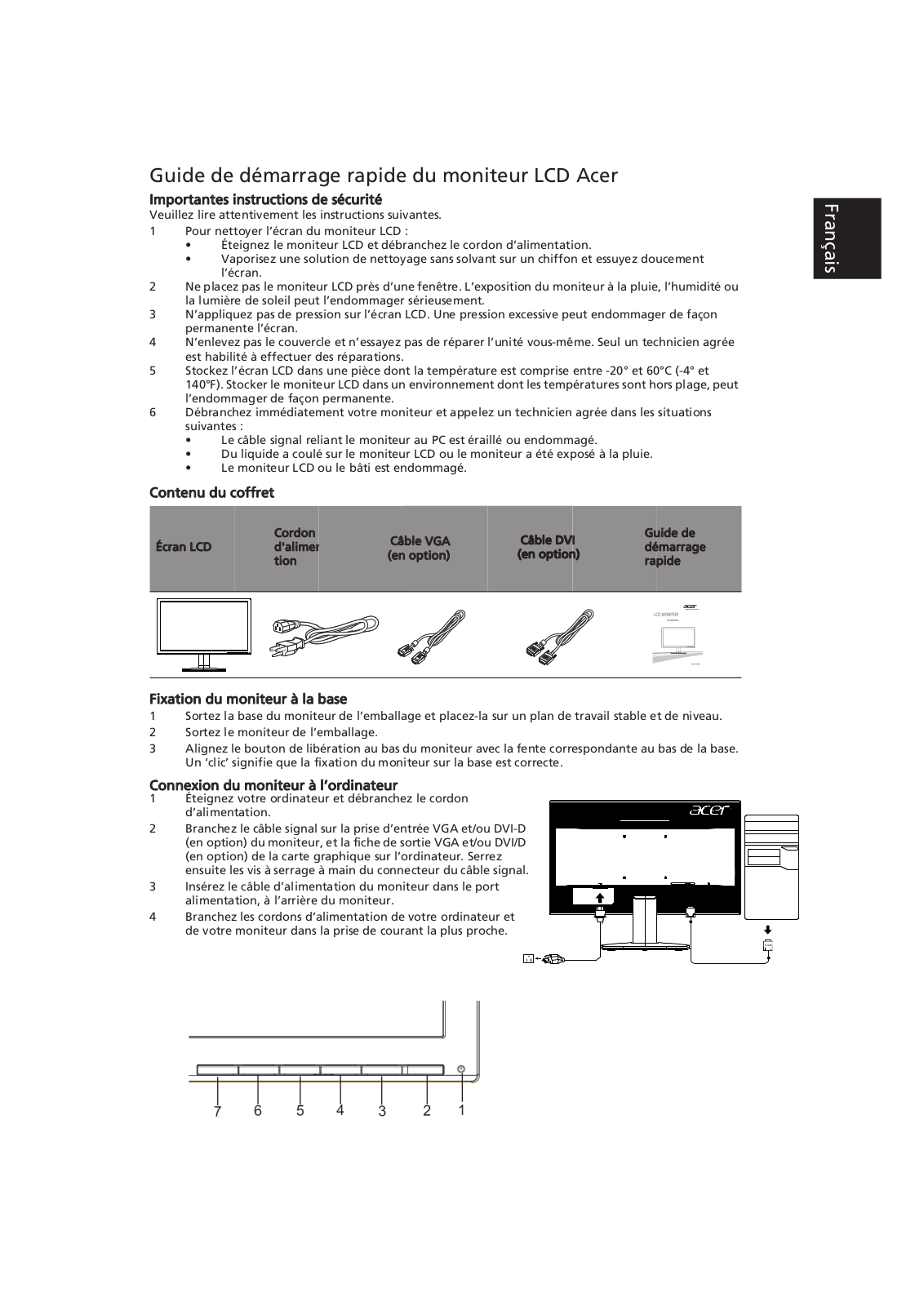 Acer KA200HQ QUICK START GUIDE