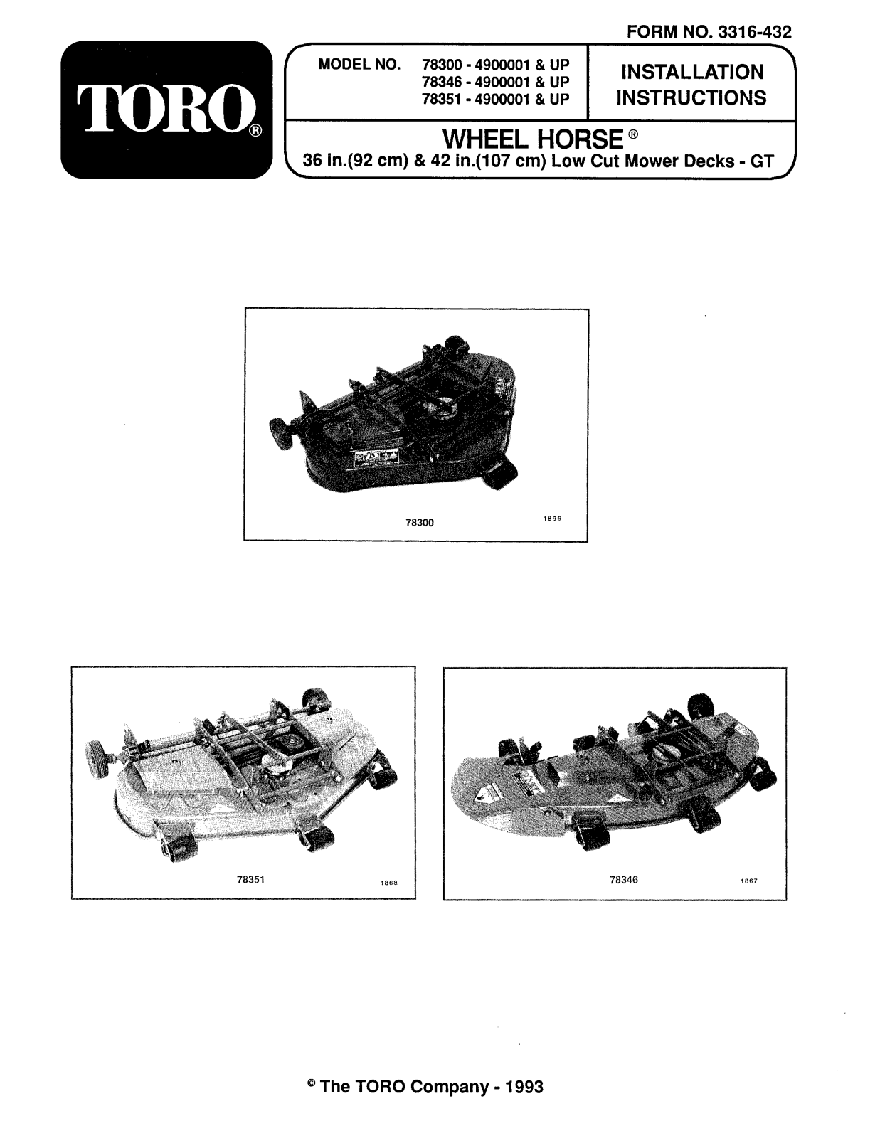 Toro 78300, 78346, 78351 Operator's Manual