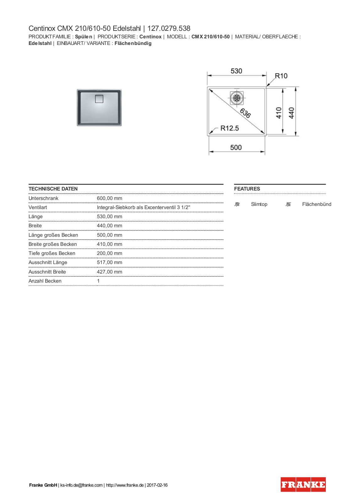 Franke 127.0279.538 Service Manual