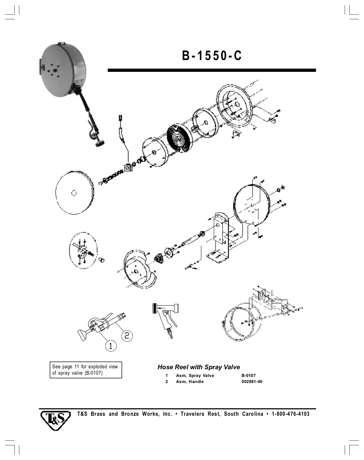 T & S Brass & Bronze Works B-1550-C Part Manual