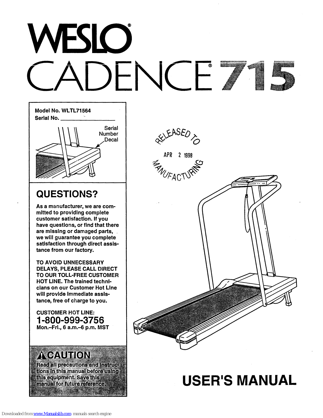 Weslo Cadence 715 User Manual