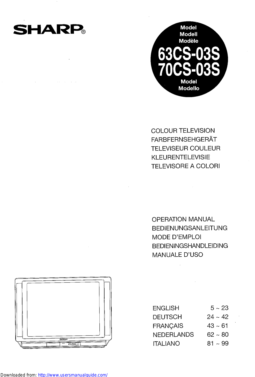 SHARP 63CS/70CS-03S User Manual