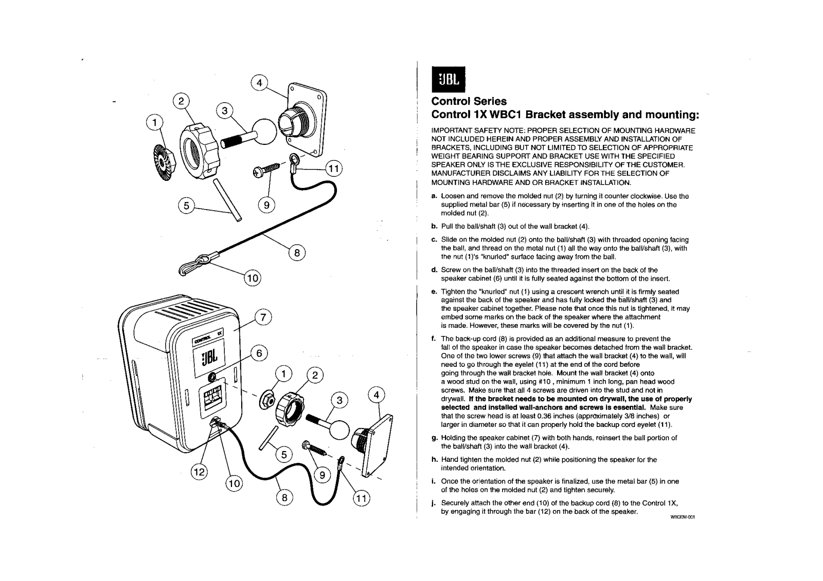 Jbl WBC1BLK User Manual