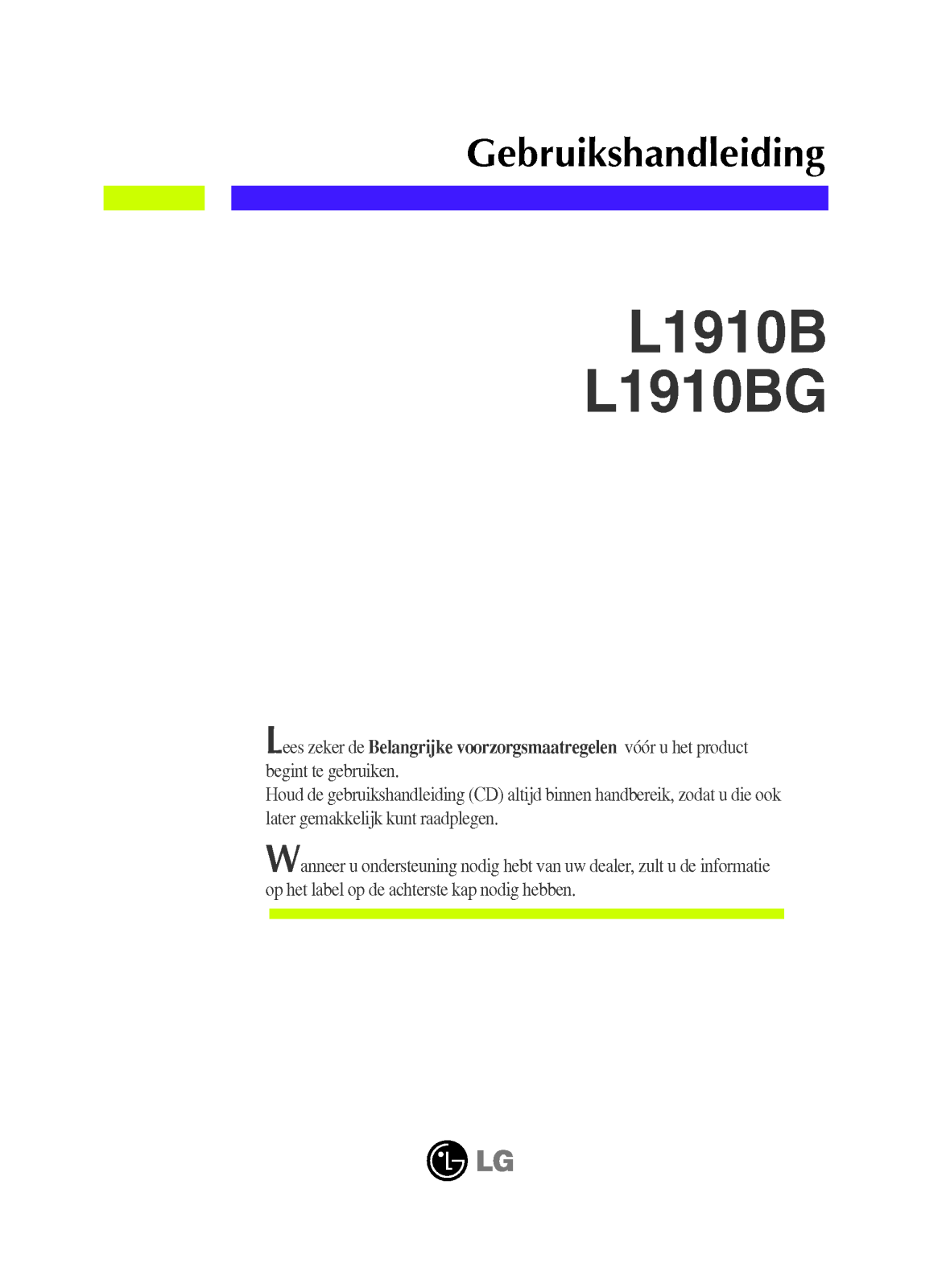 Lg L1910B, L1910BG User Manual