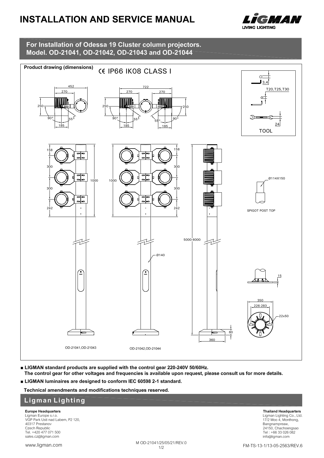 Ligman OD-21041, OD-21042, OD-21043, OD-21044 Installation Manual - ManualMachine.com