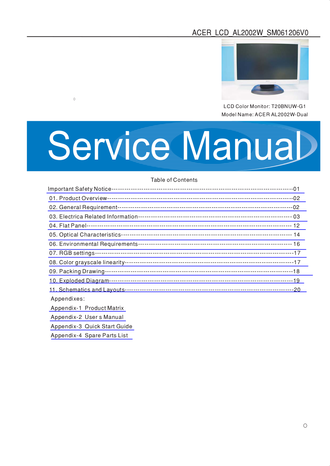 acer AL2002 Service Manual