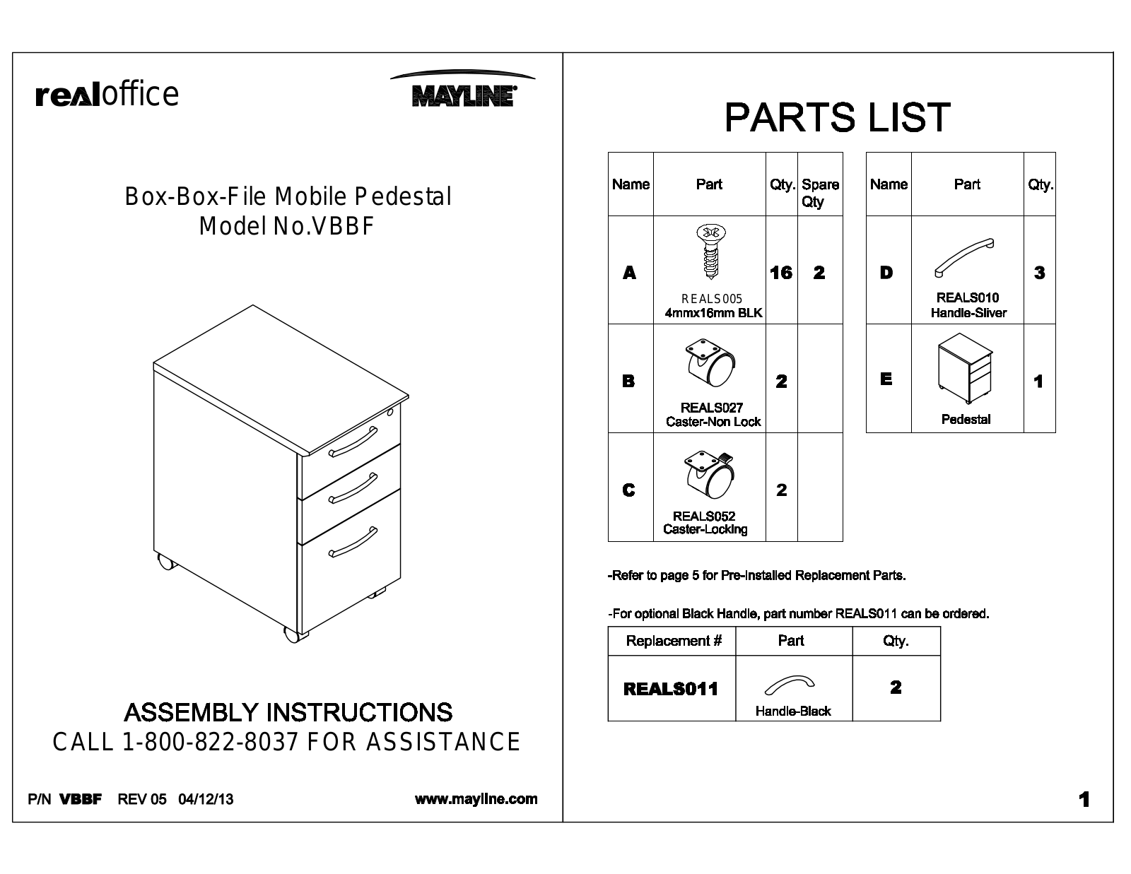 Mayline VBBF User Manual