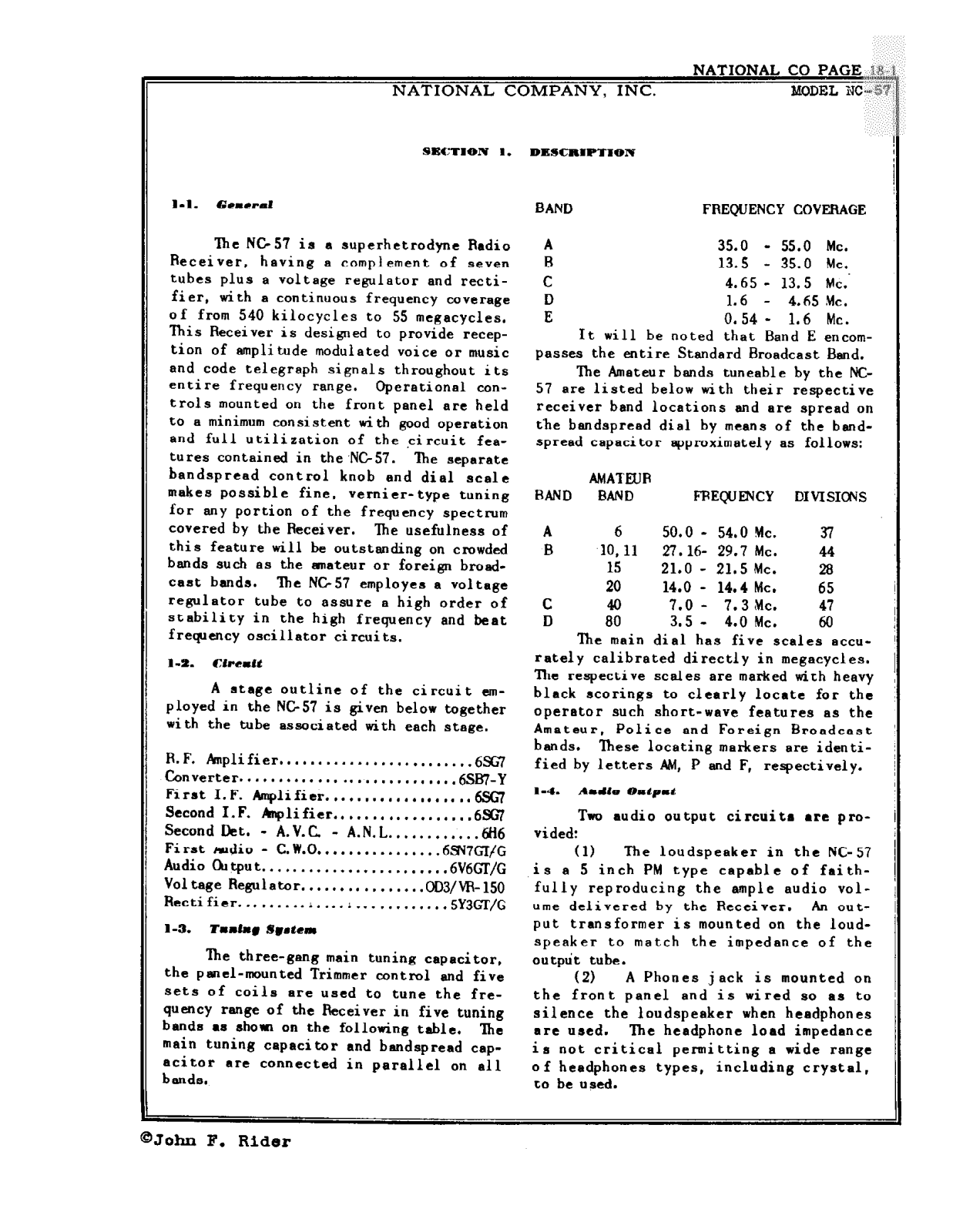 NATIONAL RADIO NC-57 User Manual