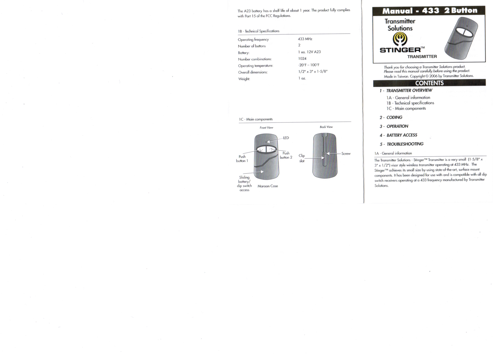 Controlled Entry Distributors 433TSD22V Users Manual - ManualMachine.com