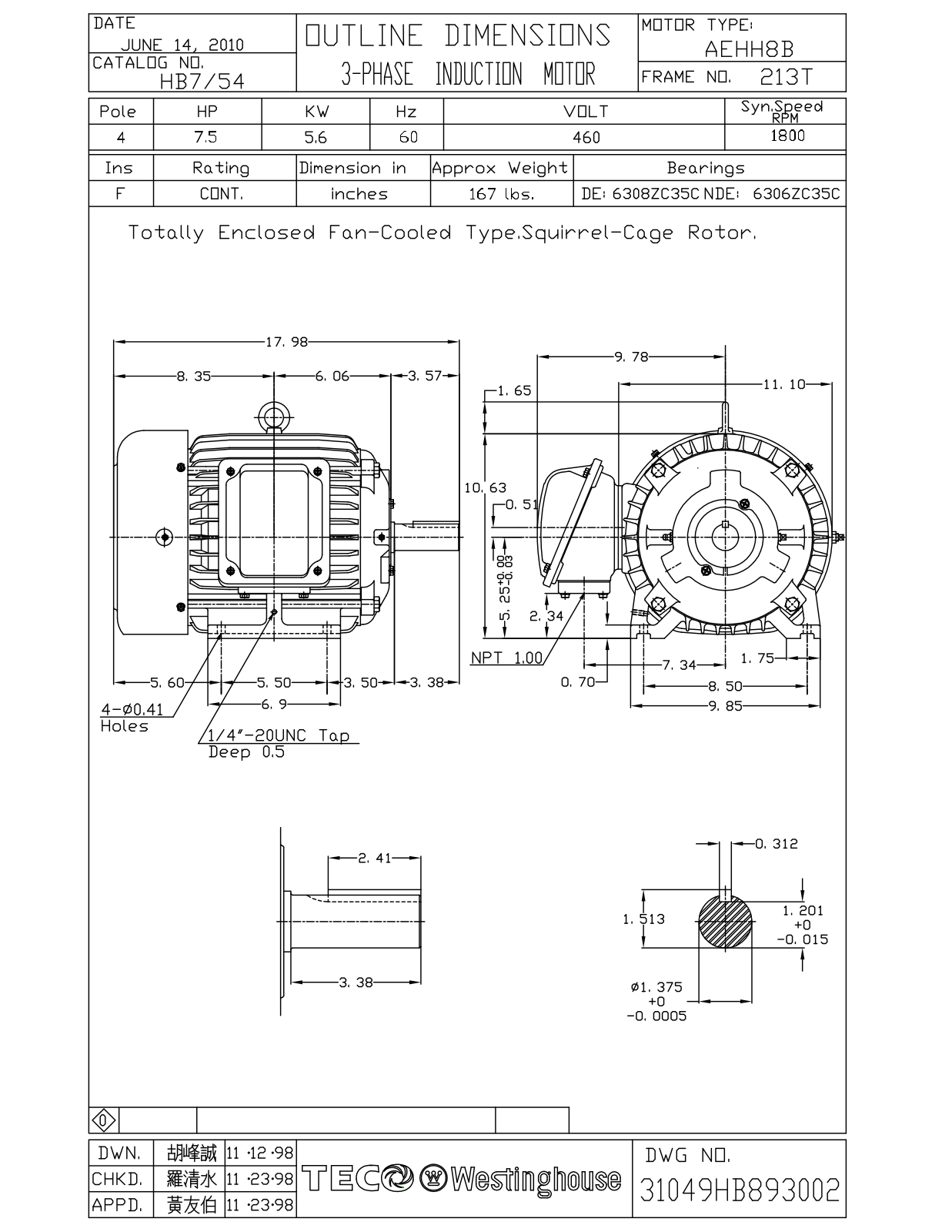 Teco HB7/54 Reference Drawing