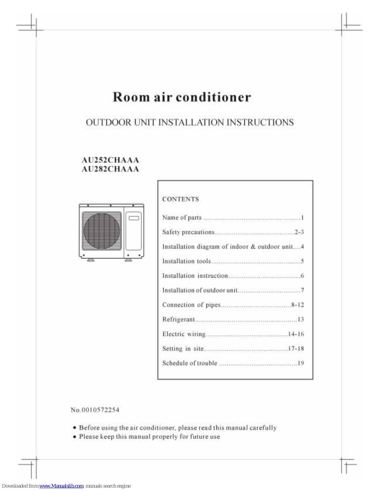 Haier AU252CHAAA, AU282CHAAA Installation Instructions Manual