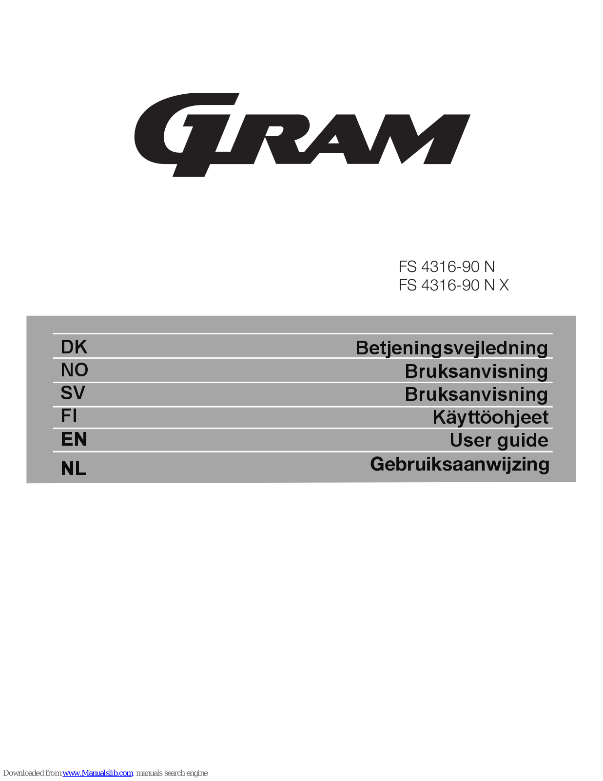 Gram FS 4316-90 N X, FS 4316-90 N User Manual