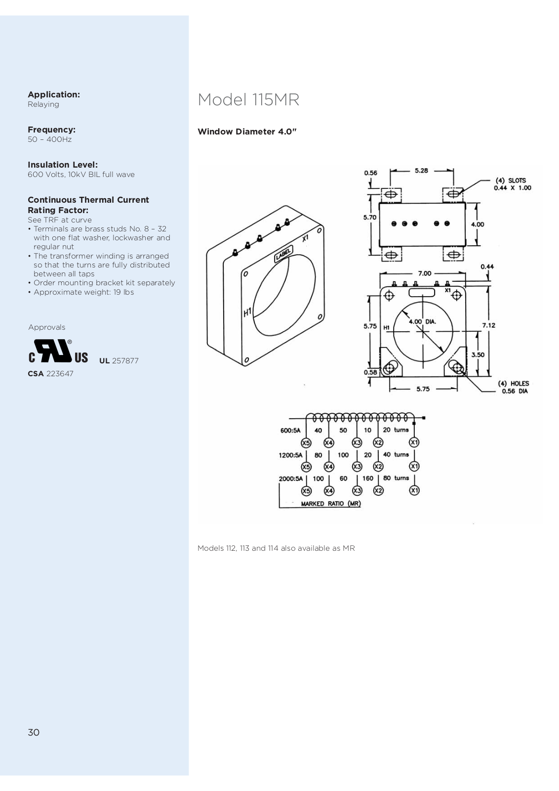 Crompton Instruments 115MR, 112, 113, 114, 115 Catalog Page