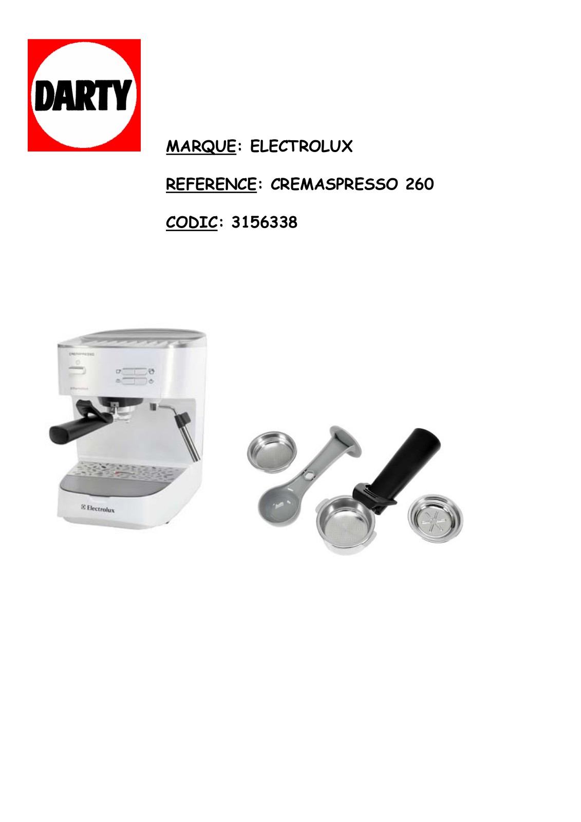 ELECTROLUX CREMASPRESSO 260 User Manual