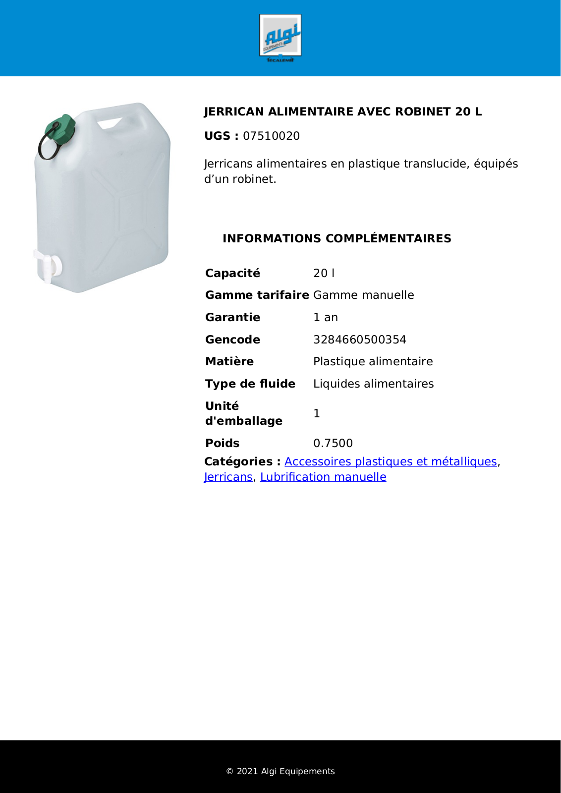 Algi 07510020 Specification - ManualMachine.com