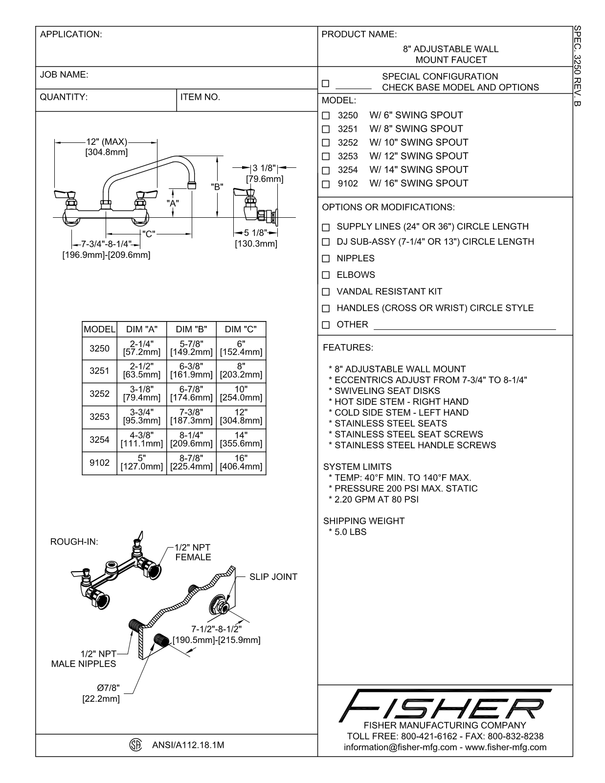 Fisher Manufacturing 3250 User Manual