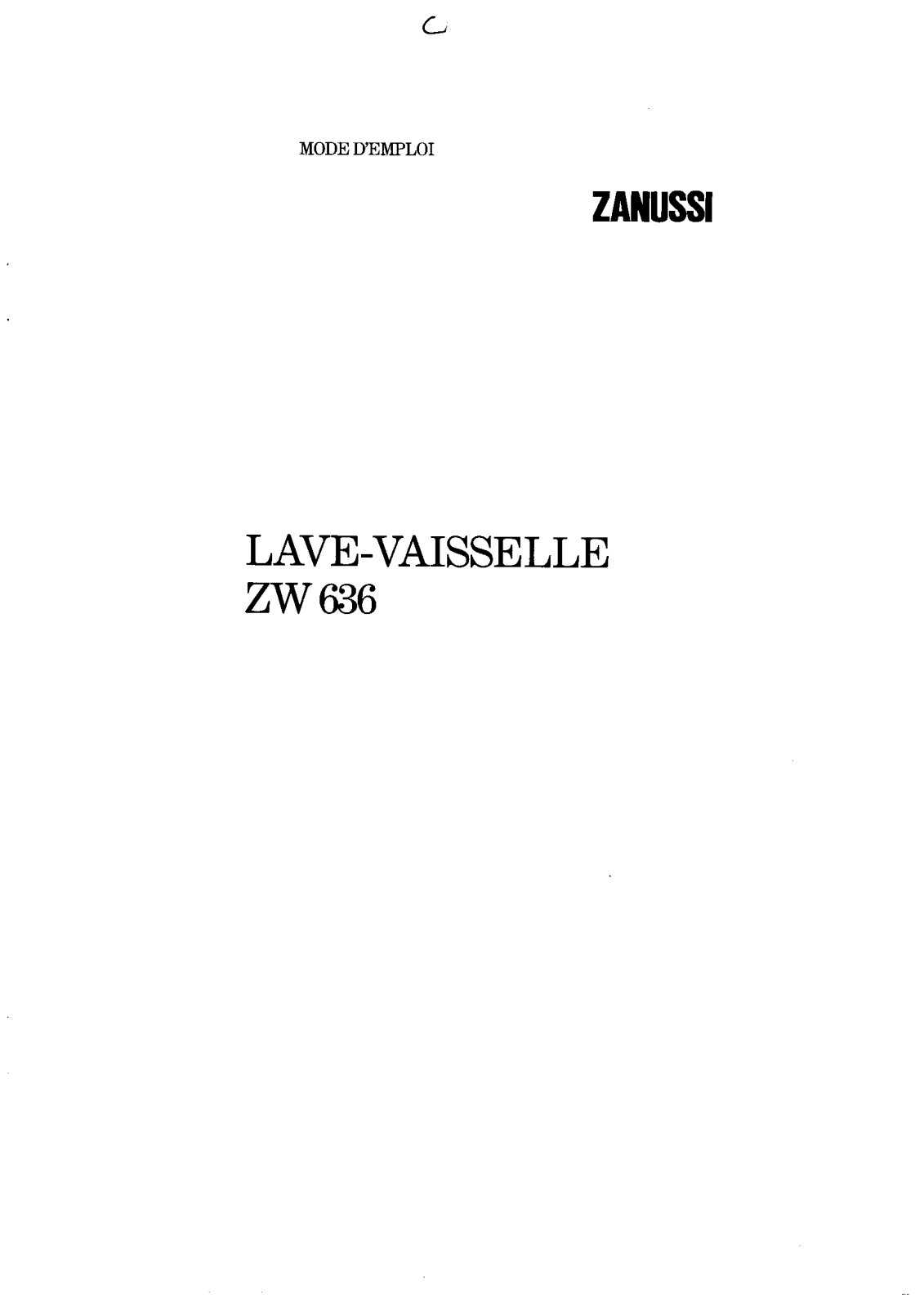 Zanussi ZW636 Instruction Manual