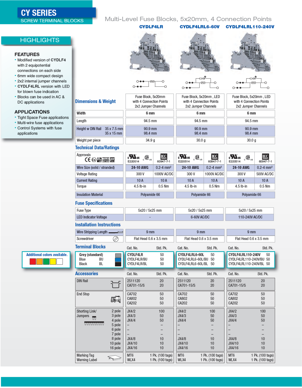 Altech CYDLF4LR Catalog Page