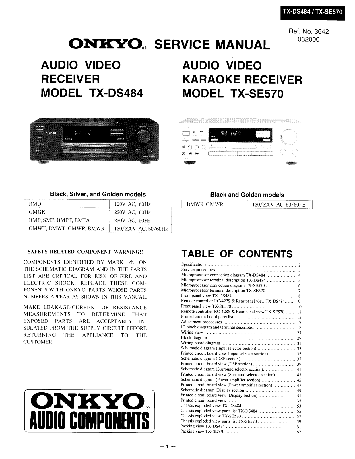 Onkyo TX-DS484, TX-SE570 Schematic