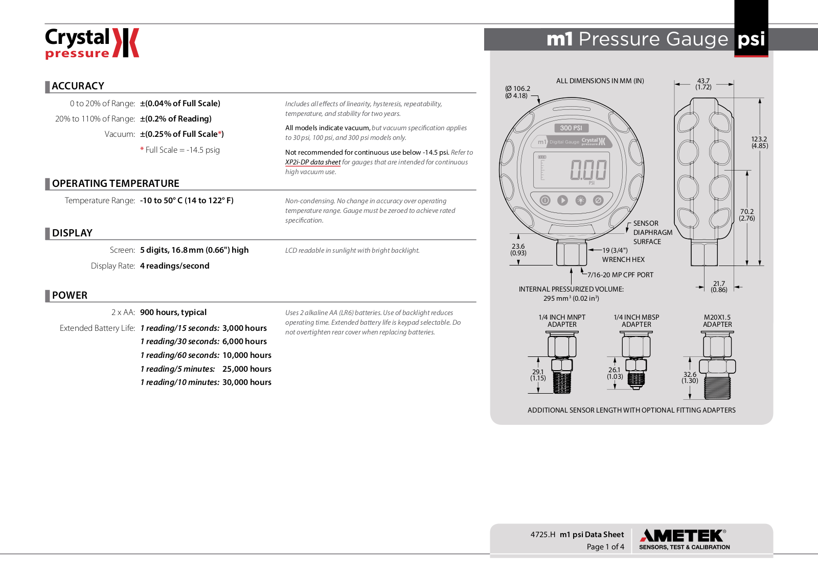 Crystal Engineering M1 Data sheet