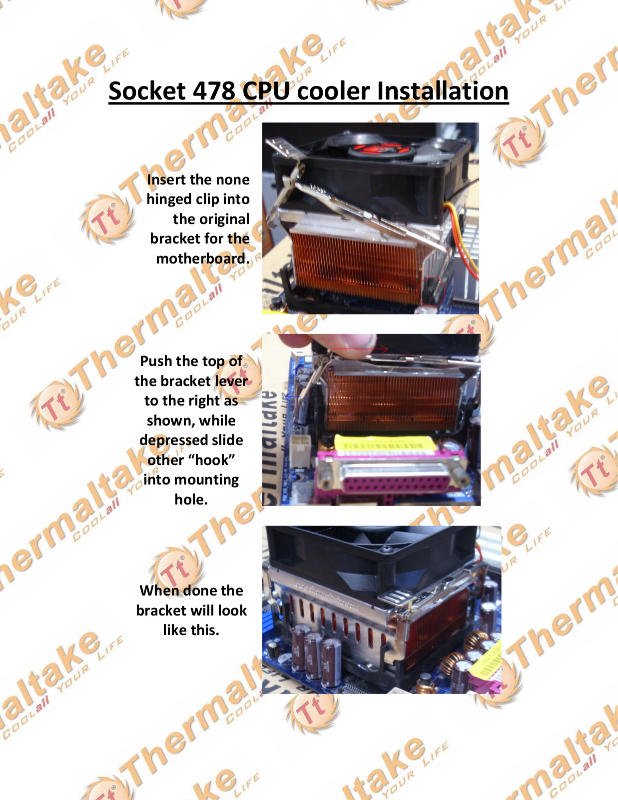 Thermaltake CPU Cooler Socket 478 User Manual - ManualMachine.com