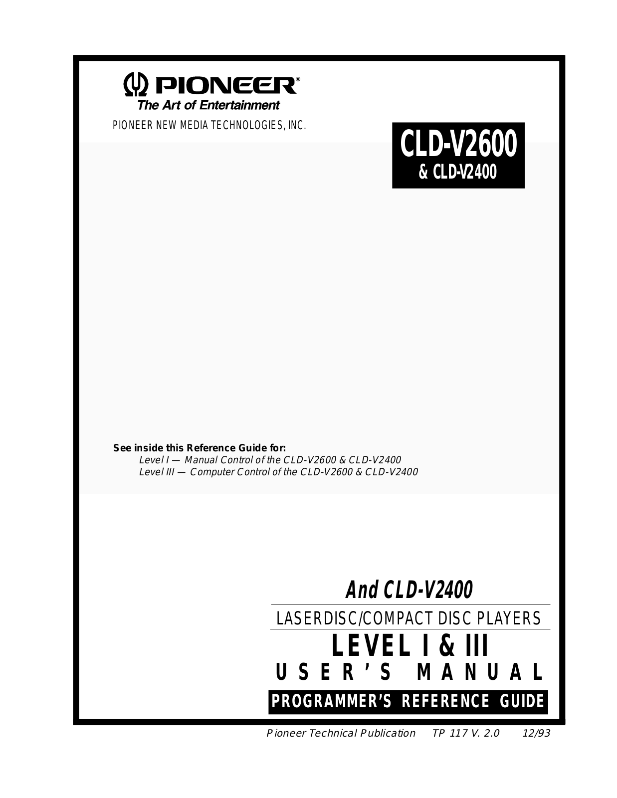 Pioneer CLD-V2400, CLD-V2600 User Manual