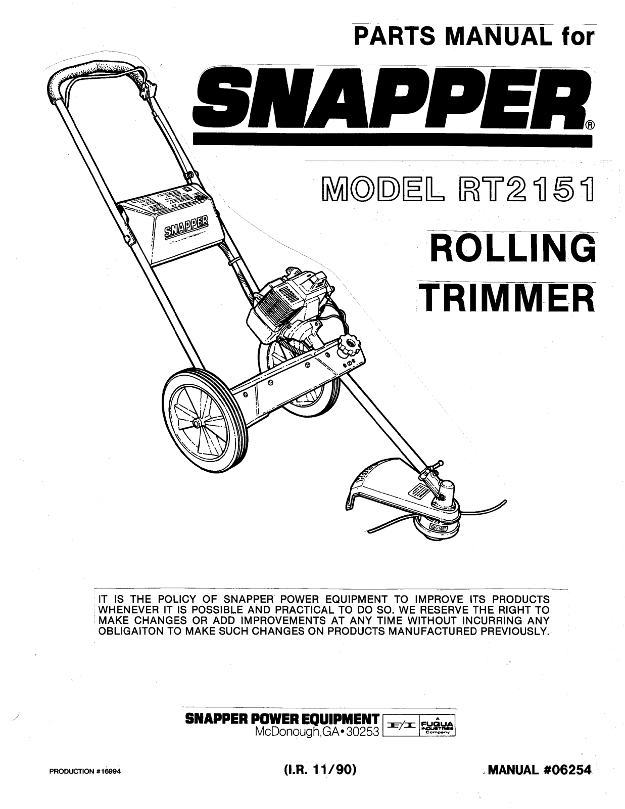 Snapper RT2151 User Manual