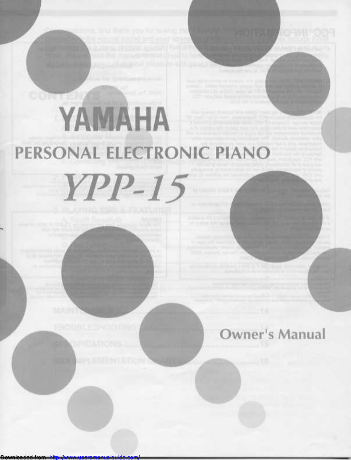 Yamaha Audio YPP-15 User Manual