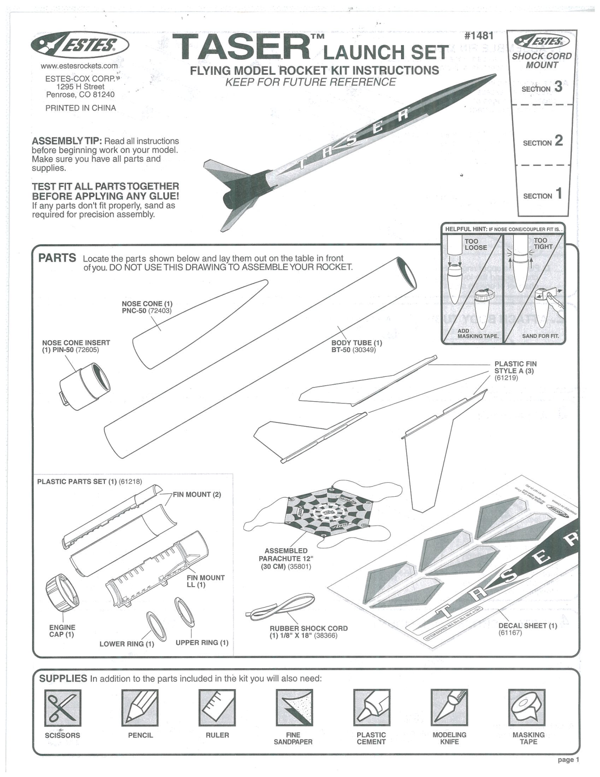 ESTES Taser User Manual - ManualMachine.com