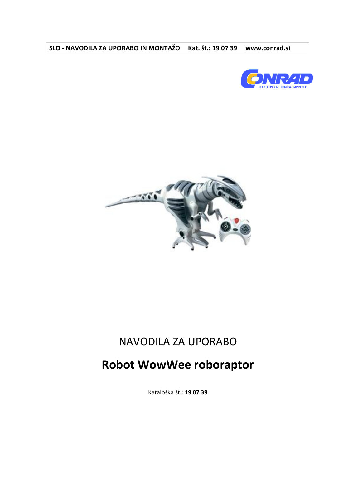 WowWee Robotics 8095, Roboraptor User guide