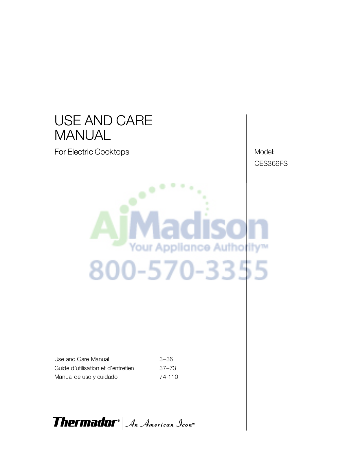 Thermador CES366FS User Manual