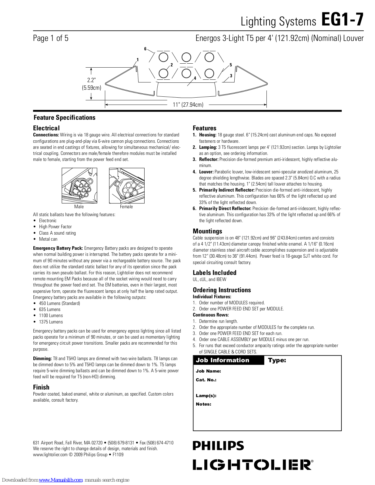 Philips EG1-7, Lightolier EG1-7 Specification