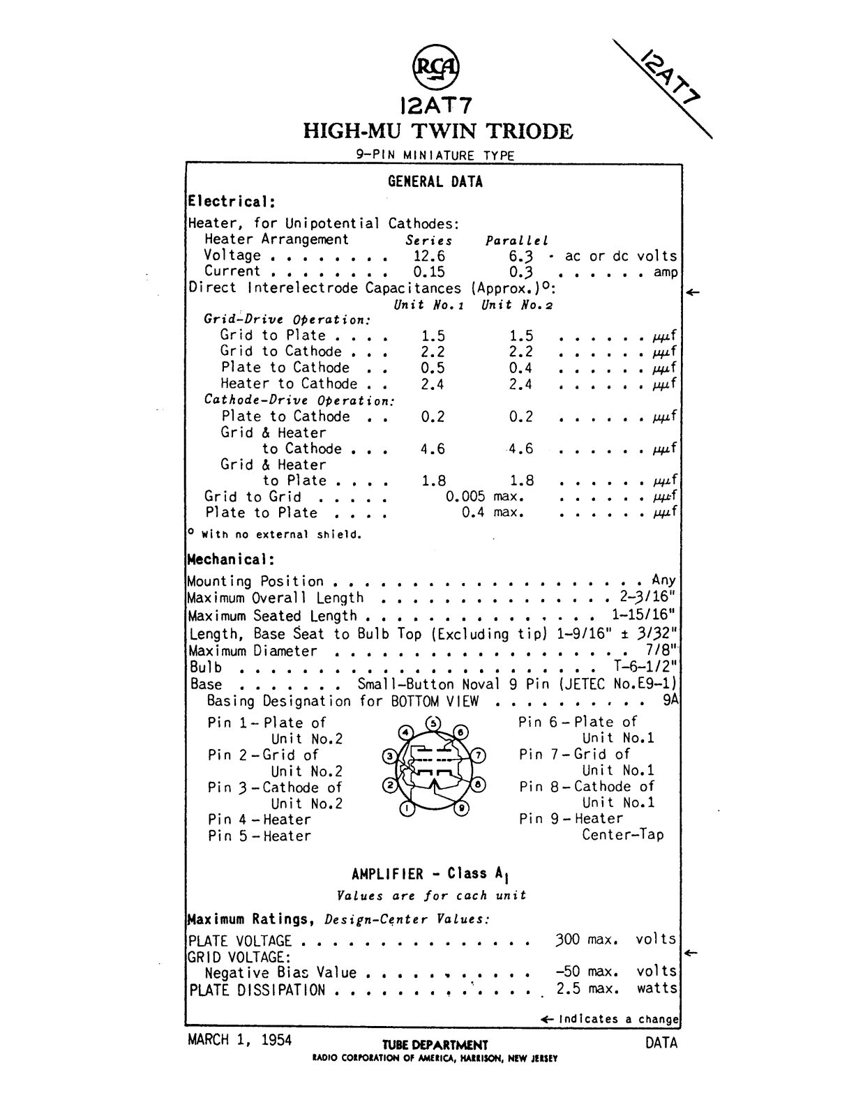 rca 12at7 DATASHEETS