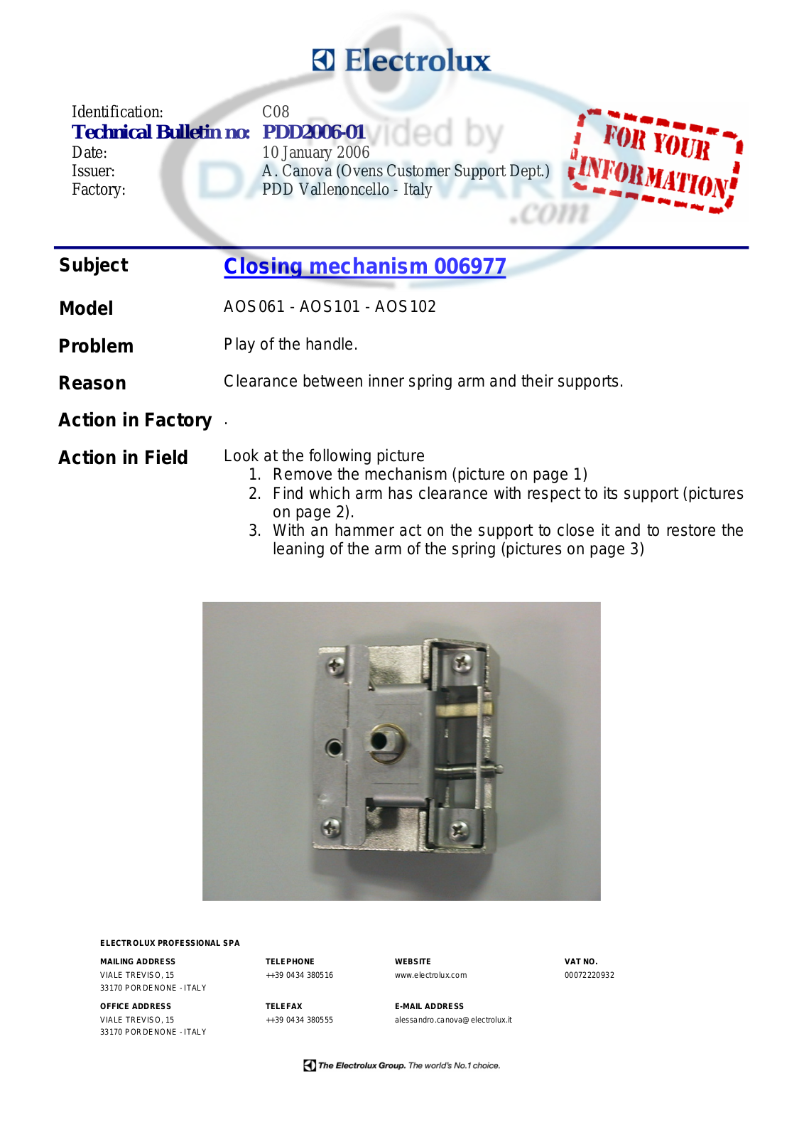 Electrolux AOS061GBD2 User Manual