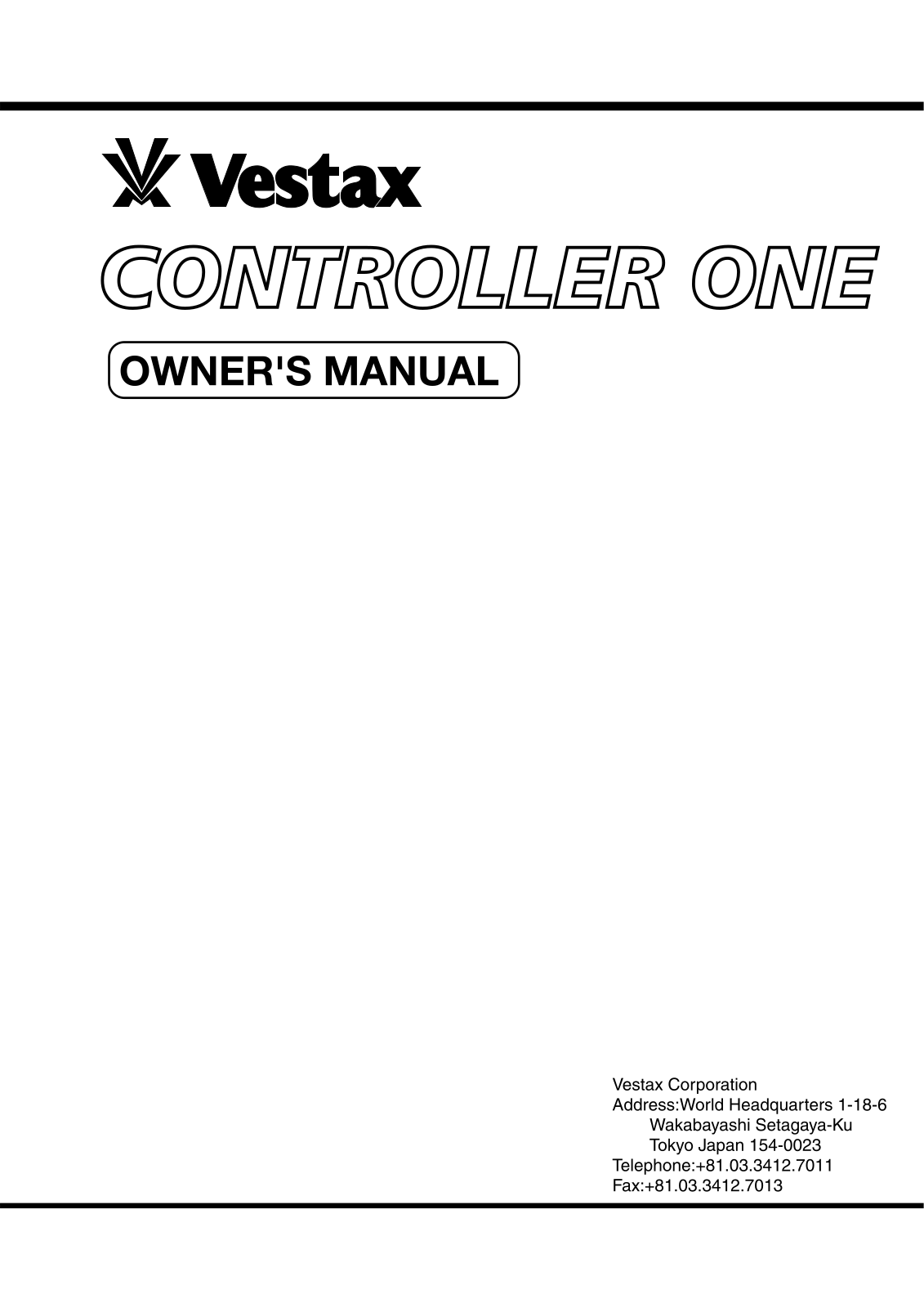 Vestax CONTROLLER ONE User Manual