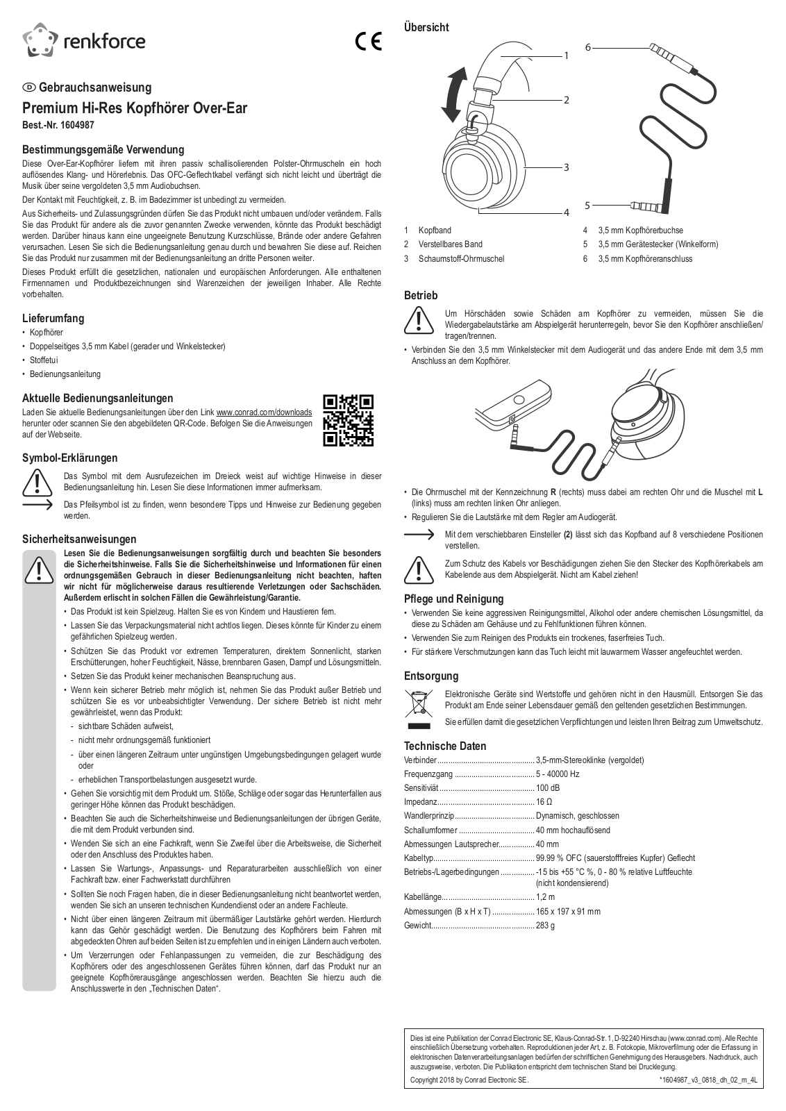 Renkforce 1604987 Operating Instructions