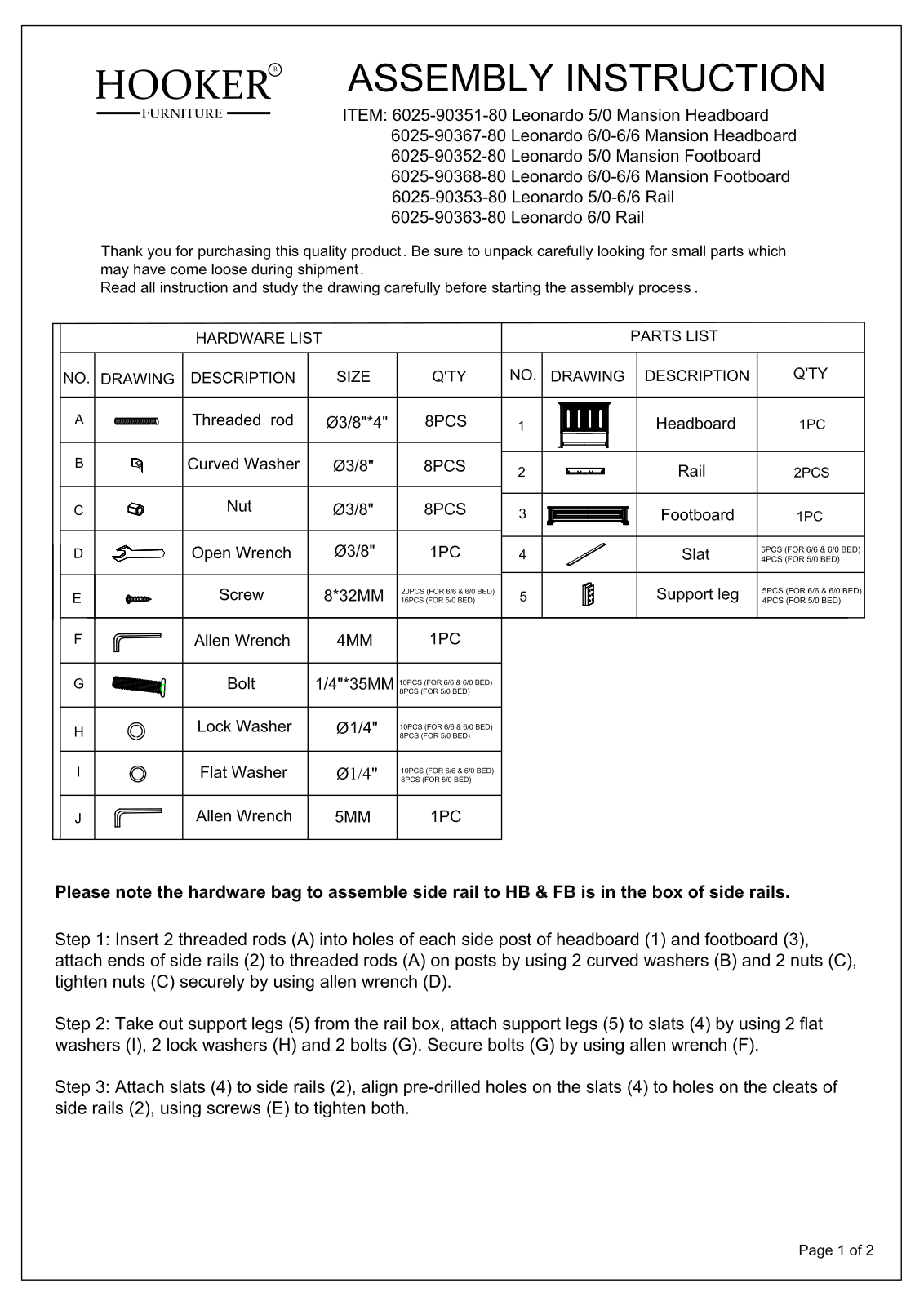 Hooker 6025-90366-80, 6025-90360-80 Assembly Instructions - ManualMachine.com