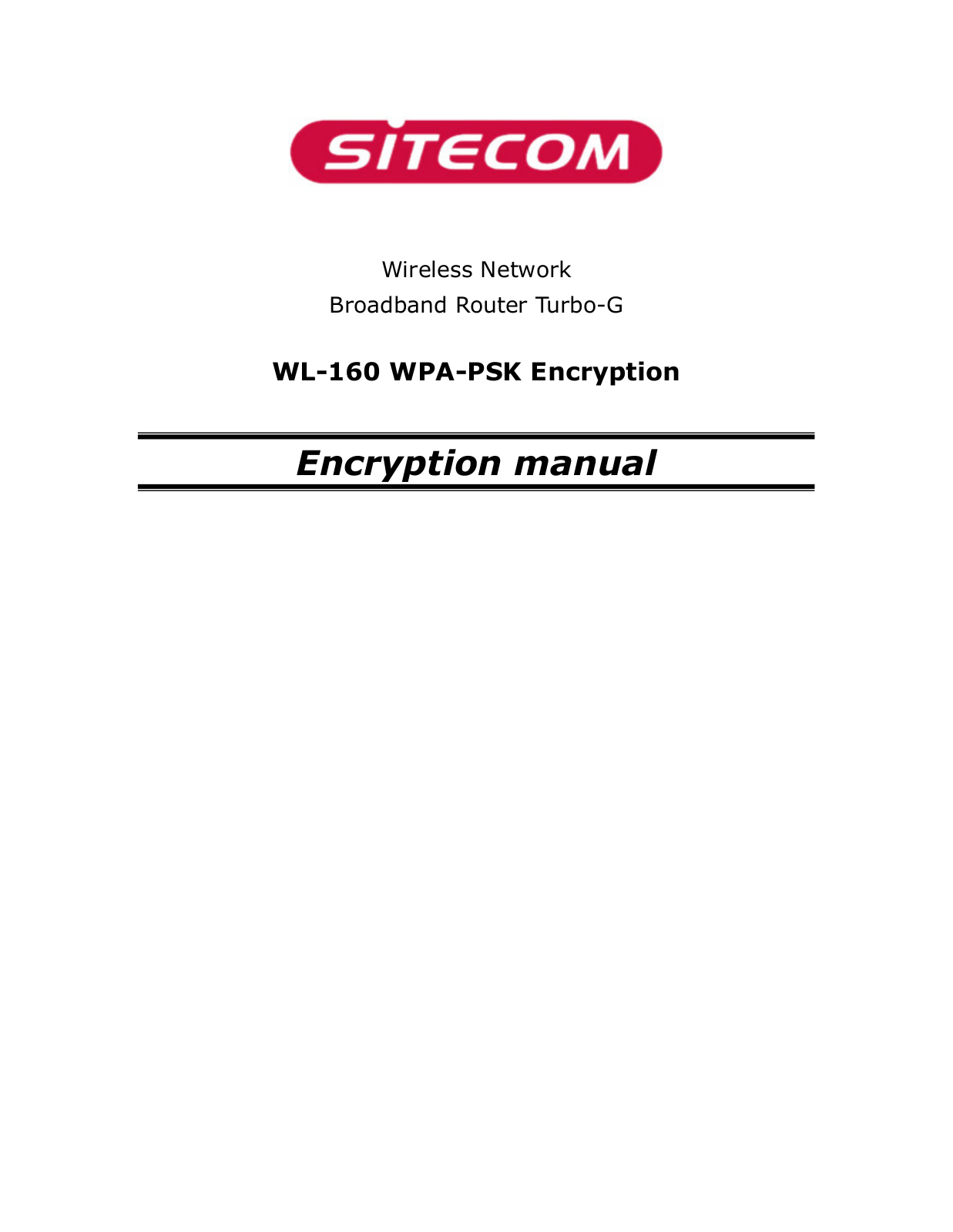 Sitecom WL-160 Encryption Manual