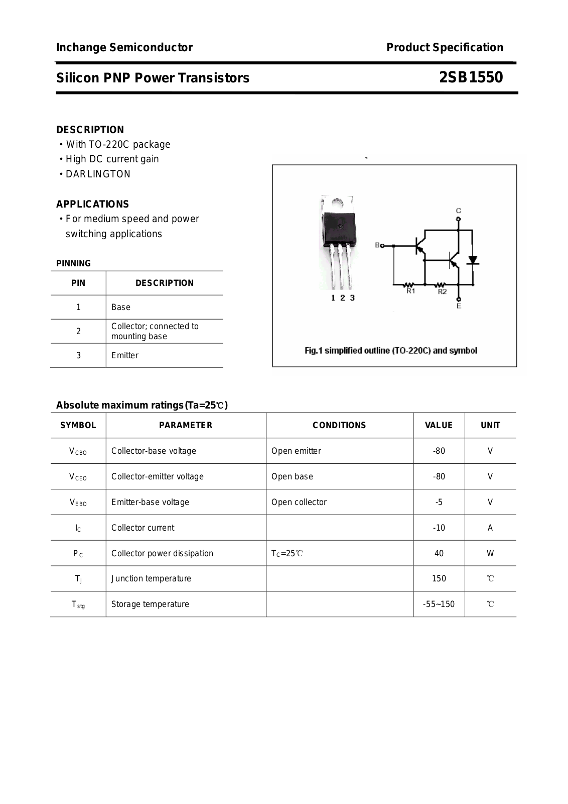 Datasheet 2sb1550 Datasheet - ManualMachine.com