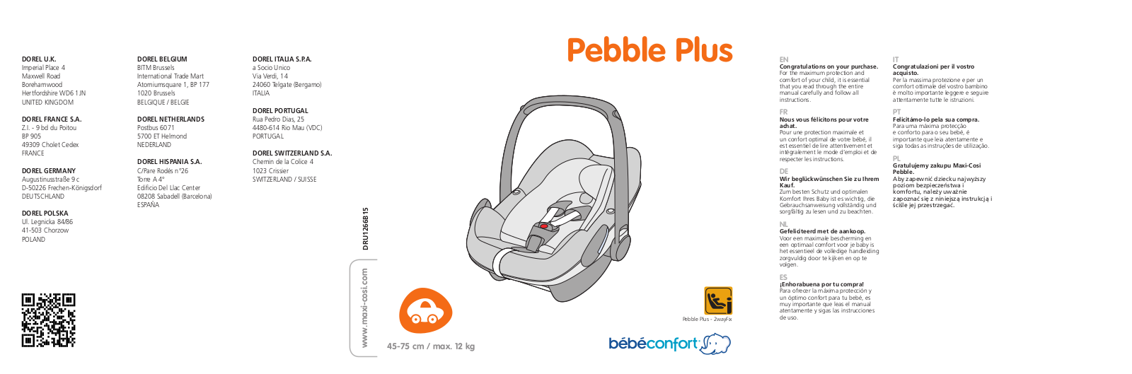 Bébé Confort Pebble Plus User Manual