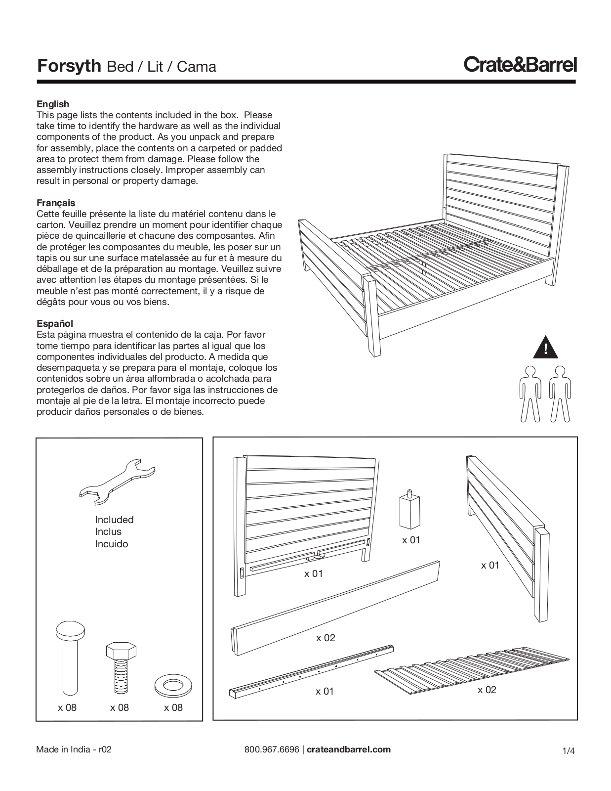 Crate & Barrel Forsyth Bed Assembly Instruction