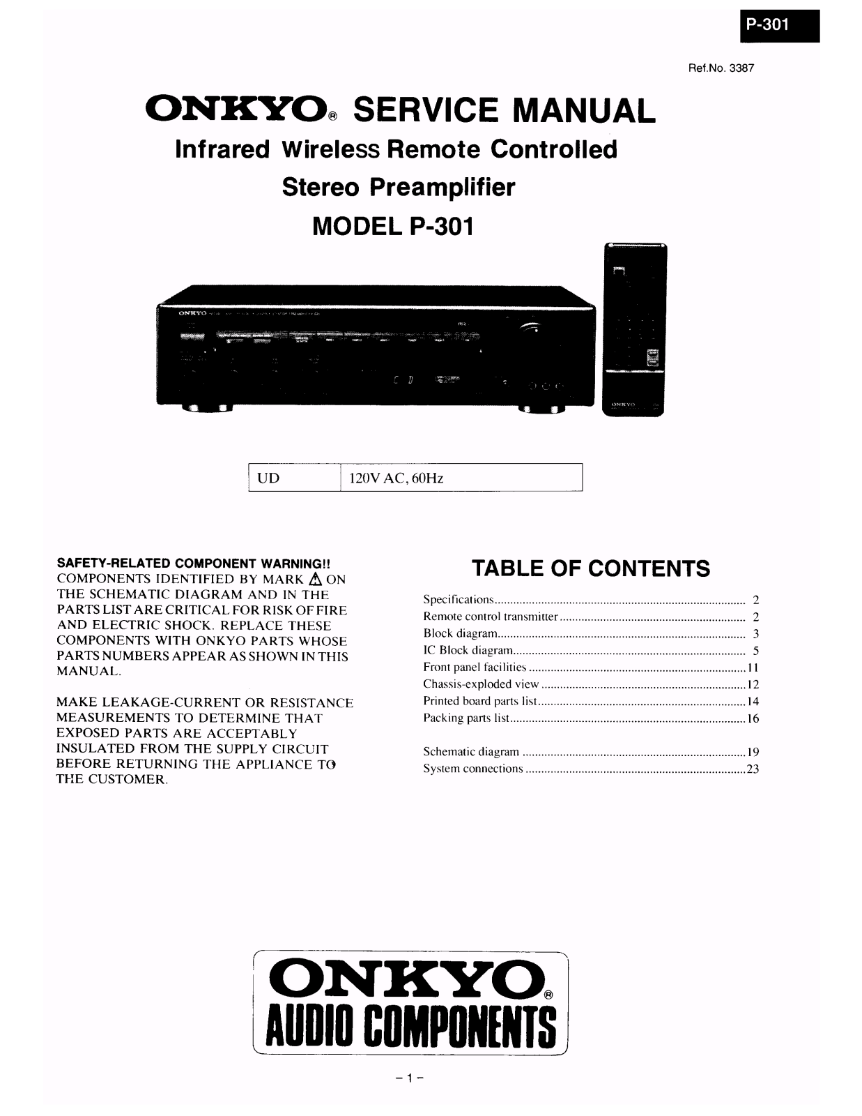 Onkyo P-301 Service manual